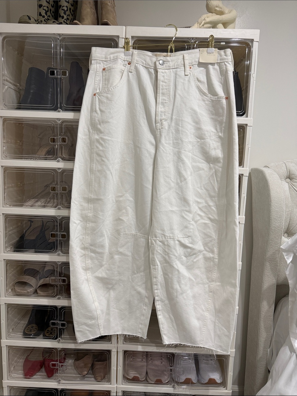 Universal Thread White Wide-Leg Denim Skirt with Raw Hem